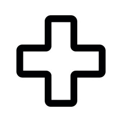 Fototapeta premium Simple Black Plus Sign with Rounded Corners on White Background