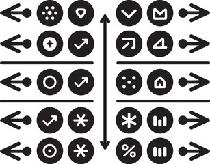 Line and Solid Circle Icons Collection

