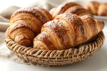 Freshly Baked Croissants in a Basket