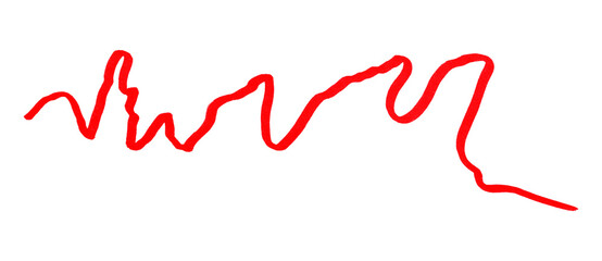 Red ink pen line, underline, isolated on transparent background. Simple ink pen scribble effect. Suitable for business and school presentation design.