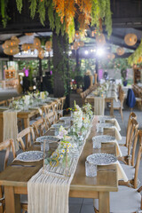 Beautiful details of the flower decorations at a wedding's reception. 
