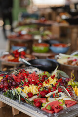 Delicious and colorful food installation at an exquisite event.   