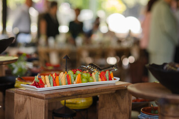 Delicious and colorful food installation at an exquisite event.   