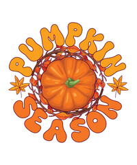 Groovy Pumpkin Season Fall T-shirt Design 