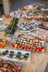 Delicious and colorful food installation at an exquisite event.   