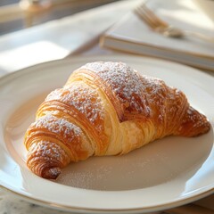 Croissant on a Plate for Ready to Eat and Enjoyed.