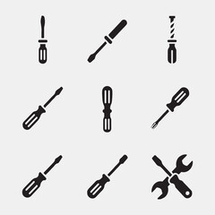 Obraz premium Vector Illustration of Various Screwdrivers and a Wrench 