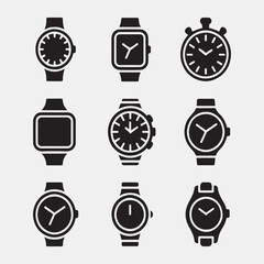 Collection of Stylish Wristwatch Icons
