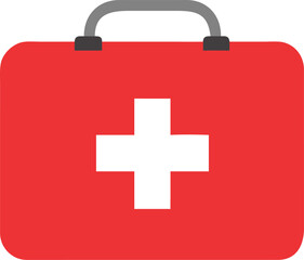 Obraz premium Vector art of a red first aid kit with a white cross symbol on its front 