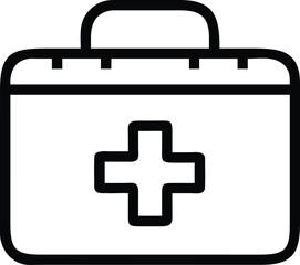 Obraz premium Vector art of a simple black and white outline illustration of a first aid kit