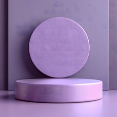Modern luxury 3d round podium in violet tones designed for premium product presentation mockup scene using smooth elegant surfaces realistic textures professional minimalist branding.