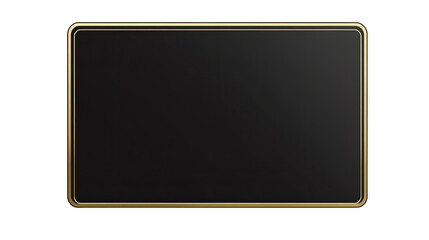 Blank black gift card with golden shiny frame isolated on white background