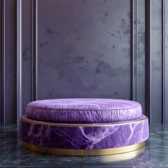 Modern luxury 3d round podium in violet tones designed for premium product presentation mockup scene using smooth elegant surfaces realistic textures professional minimalist branding.
