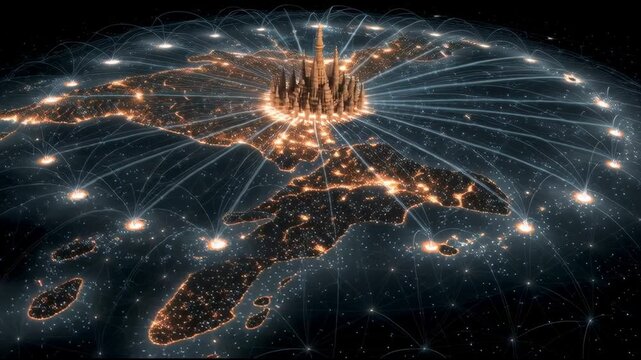 Divine Energy Grid Illuminating Ancient India Map is a mystical animated background perfect for dark fantasy visuals, ancient mythology reels, or spiritual storytelling scenes.