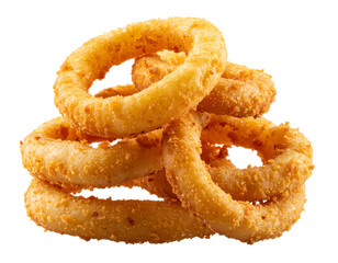 Fried onion rings crispy golden stack
