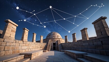 Ancient astronomy observatory aligned with constellations.