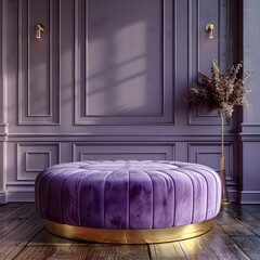 Modern luxury 3d round podium in violet tones designed for premium product presentation mockup scene using smooth elegant surfaces realistic textures professional minimalist branding.