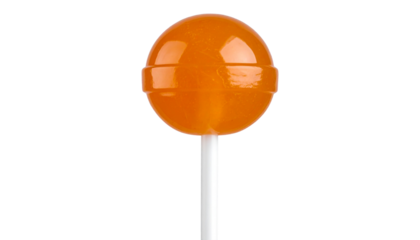 Lollipop with a round, glossy candy top in vibrant color and a white stick, featuring realistic shine and texture. Isolated on a transparent PNG background.