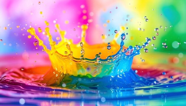 Vibrant splash of multicolored liquids