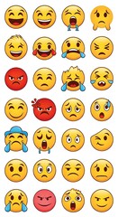 Fototapeta premium Diverse Emoji Collection Showcasing a Range of Human Emotions and Expressions