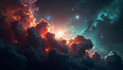 Dramatic Space Cloudscape with Stars and Nebula
