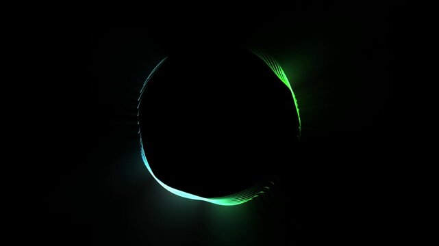 A mesmerizing abstract sphere of glowing lines against a dark background, suggesting data flow.