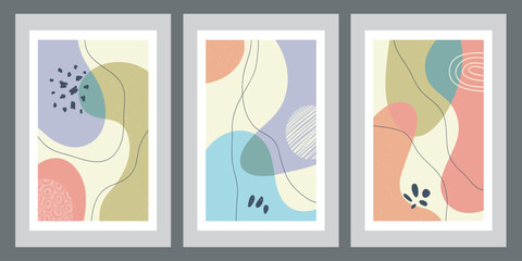 Modern abstract cover set, minimal cover design. Colorful geometric background, vector illustration.