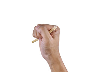 Organic teeth cleaning tool held in a hand, promoting traditional health and eco-friendly habits