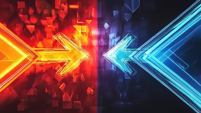 Dynamic arrows in contrasting colors symbolize choice and direction in a vibrant digital landscape