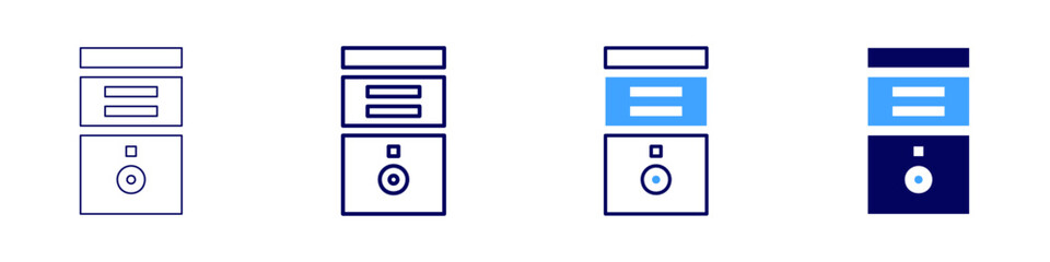 CPU voltage icon in 4 different styles. Thin Line, Line, Bold Line, Duotone. Duotone style. Editable stroke
