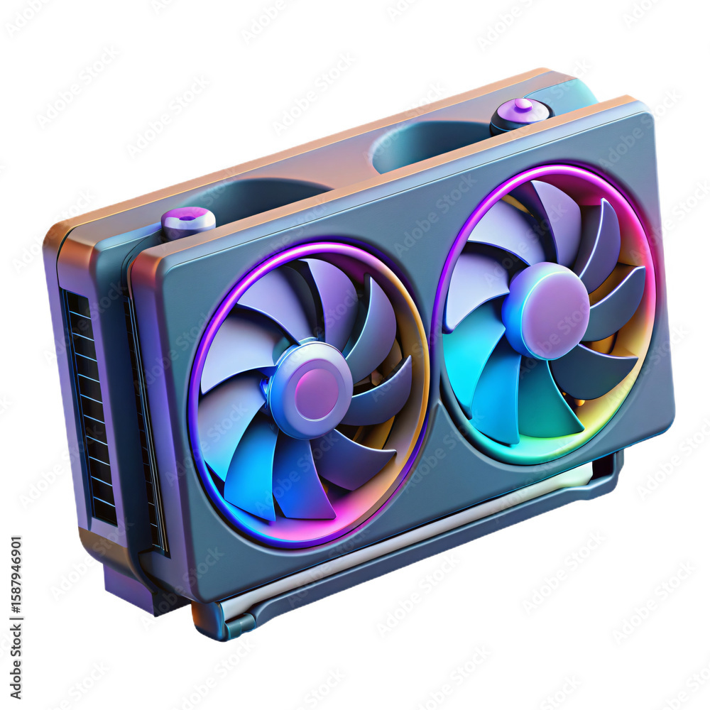 Fototapete elevate your visuals with a stunning 3d render of a high-performance graphics card featuring vibrant