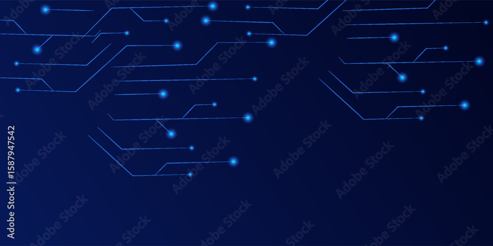 Wall mural blue network. abstract connection on gradient background. 3d network technology background with dots