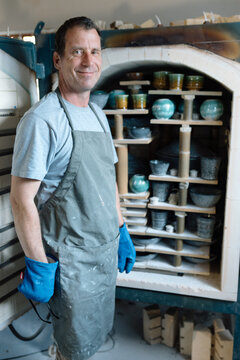 Artist in Ceramics and Pottery Studio working
