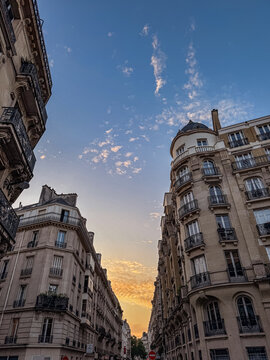 Traditional residential buildings with balconies in Paris, France.