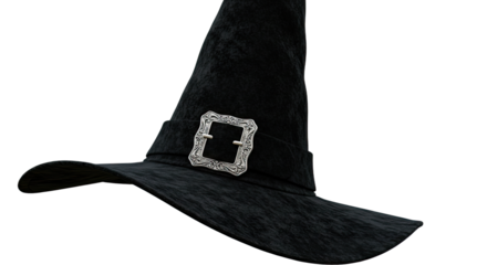 Classic Black Witch Hat with Buckle.
