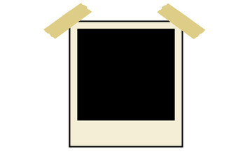 Photo frame with beige tape on transparent background