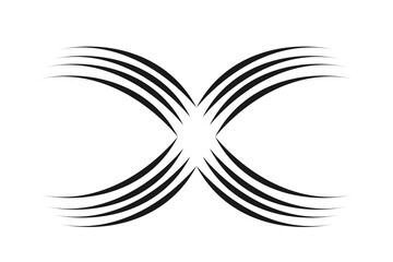 Curved symmetrical abstract cross element for graphic overlays and posters