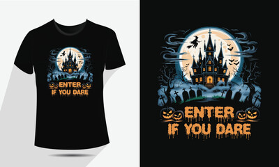 Spooky Halloween T-Shirt Design – Scary Pumpkin, Ghost & Skull Vector Art for Creepy Holiday Vibes