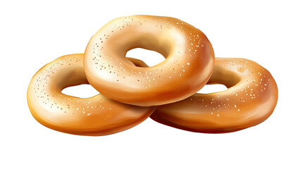 Fresh bagels isolated on white background