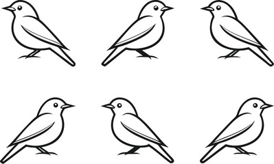 Birds design set illustration in elegant line art style. Line art bird collection in a clean modern illustration. Beautiful hand drawn birds set in minimalist line art. Creative bird illustration