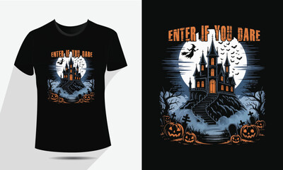 Spooky Halloween T-Shirt Design – Scary Pumpkin, Ghost & Skull Vector Art for Creepy Holiday Vibes