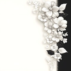 Elegant Monochrome Floral Design: Black and White Flower Arrangement for Wedding Invitations, Cards, and Backgrounds