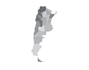 Gray Divided Map of Argentina
