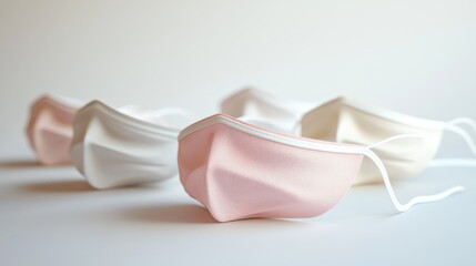 3D row of face masks for skincare on white