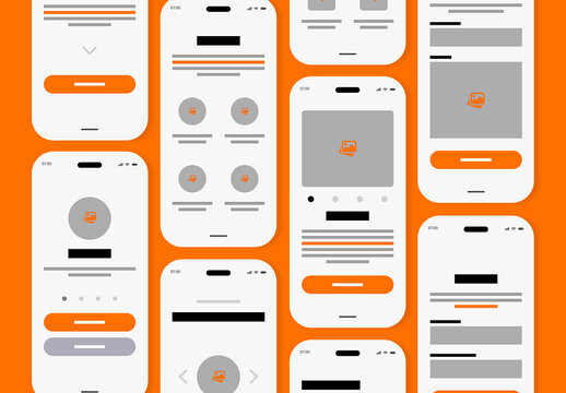 Mobile App UI UX Wireframe Kit