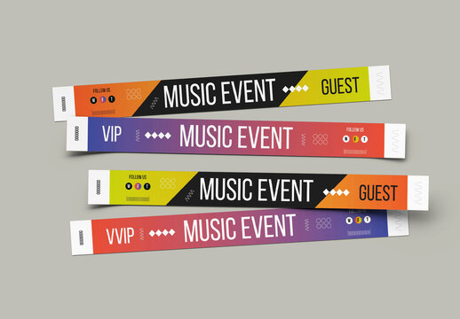 Music Festival Printable Editable Event Wristband Template