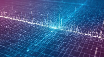 Abstract digital representation with glowing lines and data visualization, showcasing a complex network.