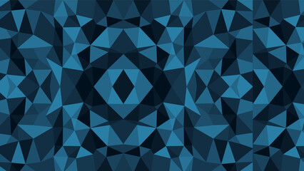 A symmetrical pattern of teal and dark blue triangles forming a geometric kaleidoscope design
