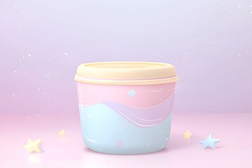 Pastel Dream: Whimsical Cup 3D Render for Branding & Design Inspiration
