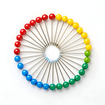 colorful sewing pins or jarum pentul on white back